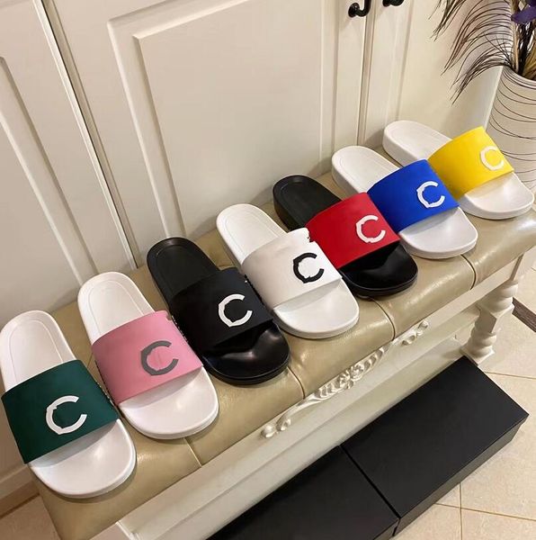 

designer pvc couples slippers women's summer flat bottom bathroom slipper double letter slipper luxury sandal fashion new style home le, Black