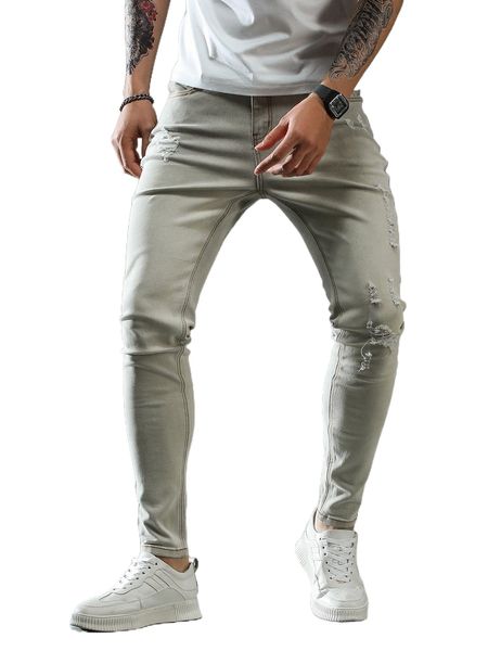 

men ripped frayed skinny jeans q9kt#, Blue