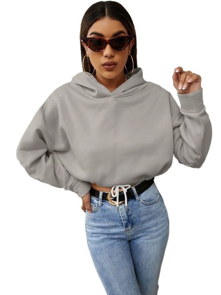 

drawstring hem drop shoulder thermal hoodie h8kh#, Black