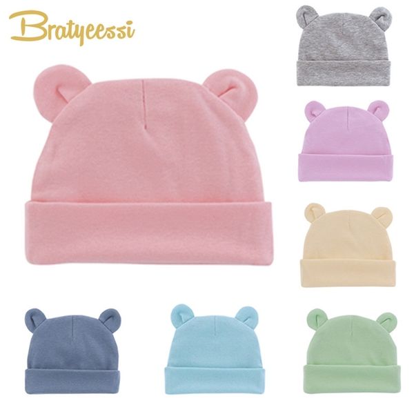 

cute baby hat born beanie cotton soft elastic baby cap for girls boy hats born pography props infant bonnet accessories 220815, Yellow