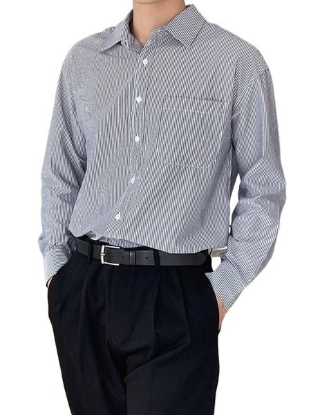 

dazy men striped print pocket patched shirt y43o#, White;black