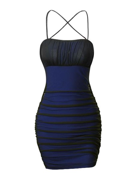 

ruched criss cross dress i2wa#, Black;gray
