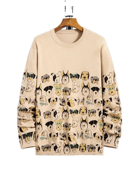 

men cartoon animal pattern sweater h6lh#, White;black
