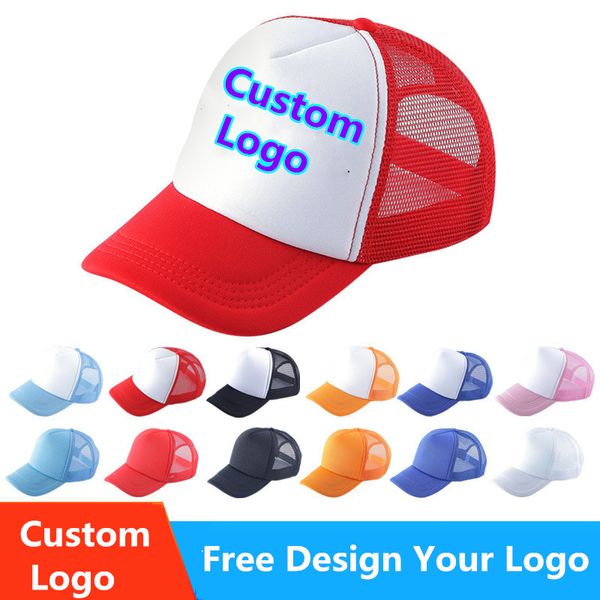 Chapéus de caminhoneiro personalizado logotipo de impressão para homens adultos Mulheres verão 5 painéis em branco Visor de malha de malha de beisebol Snapback ajustável BACWW