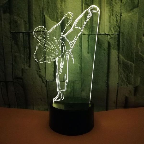 Luzes noturnas Creative 3D LED VISION GRADIIO DE KARATE Lâmpada de mesa USB Taekwondo Modelagem para presentes Decoração de iluminação de quarto infantil