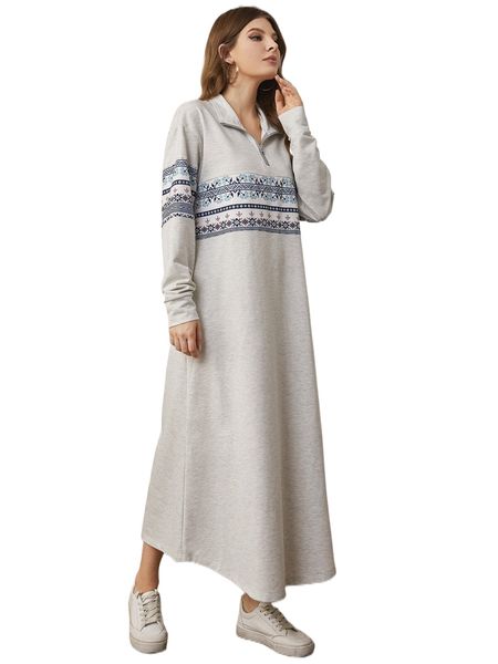 

geo panel half zip sweatshirt dress l0ge#, Black