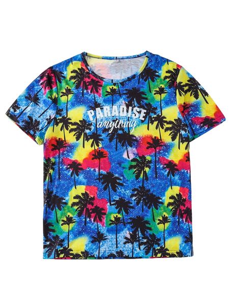 

men palm tree & letter graphic tee g1st#, White;black