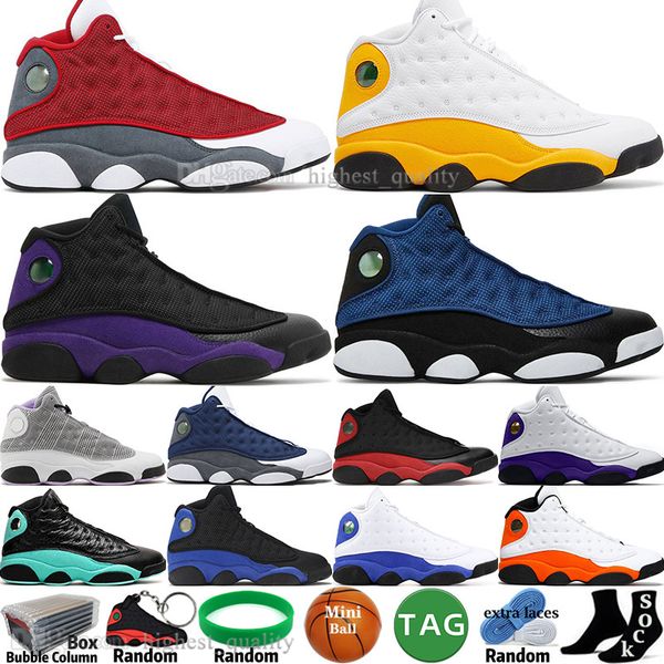 

13 13s mens basketball shoes brave blue red flint bred hyper royal del sol court purple houndstooth bred black cat he got game lakers men sp