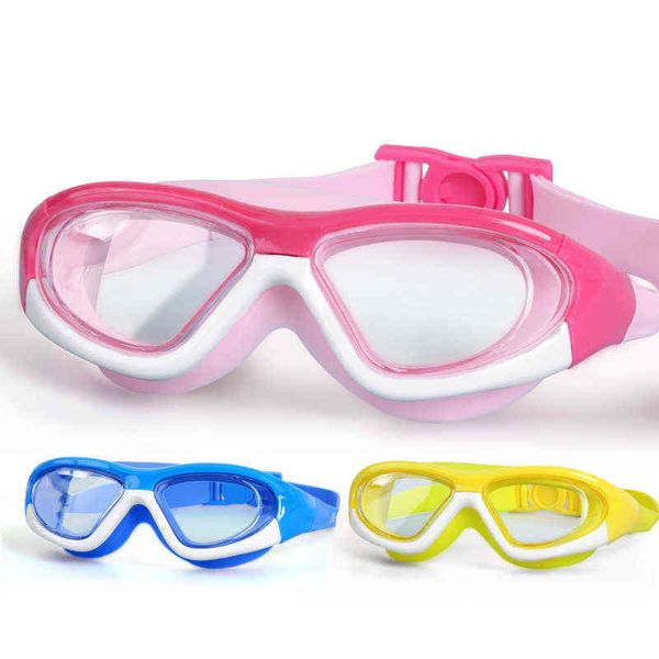 Goggles infantis Boys 'Permo-impermeável e anti-FOG HD Swimming Glasses Girls' Box Box Bap Goggles Conjunto Kids 2021 Y220428