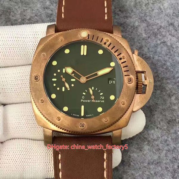 

zf maker super quality watches 47mm submersible green dial pam507 pam00507 bronze cal.p.9010 movement mechanical automatic mens watch men&#0, Slivery;brown