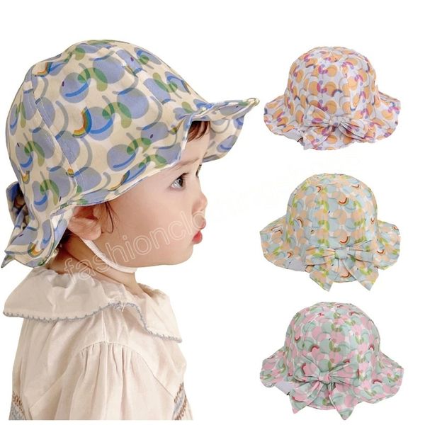 

big bow baby hat for girls spring summer children bucket hats kids accessories infant sun protection baby girl cap 1-3y, Yellow