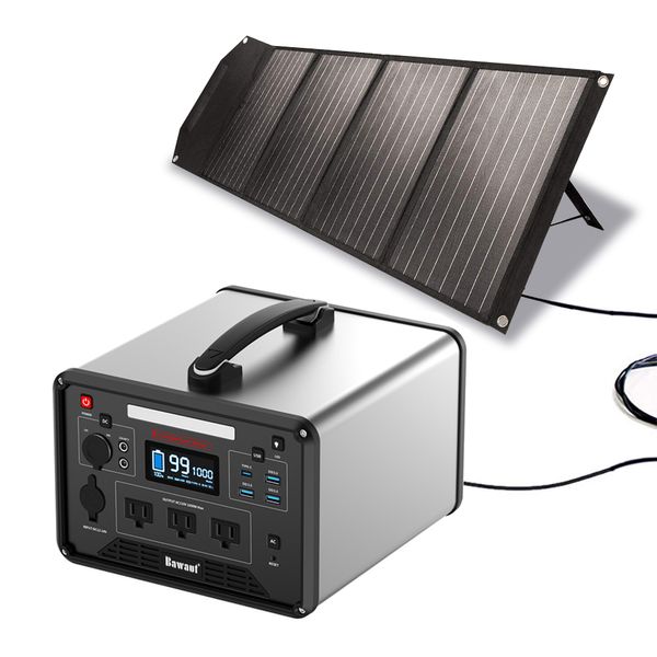 Gerador solar elétrico portátil 1000W 110V 220V LIFEPO4 Estação de energia de energia da bateria Sistema de energia doméstica ao ar livre