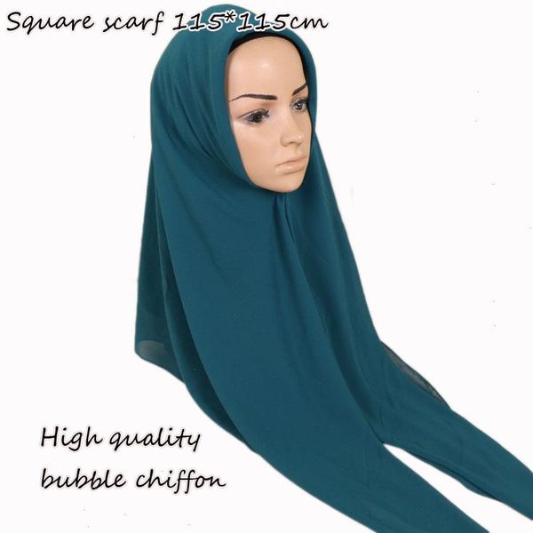 Mode 115 115cm Platz Blase Chiffon Hijab Schal Frauen Kopf Wraps Schal Muslimischen Kopftuch Einfarbig Pashmina 1pc