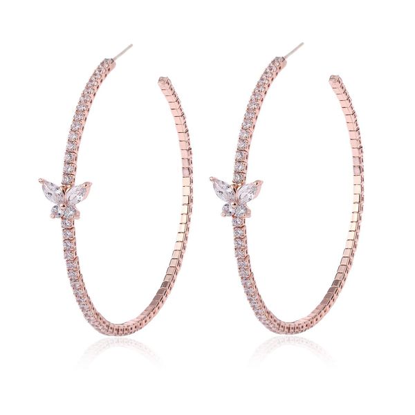 

charm sier large hoop earrings round circle cubic zirconia loop for women amjmo, Golden