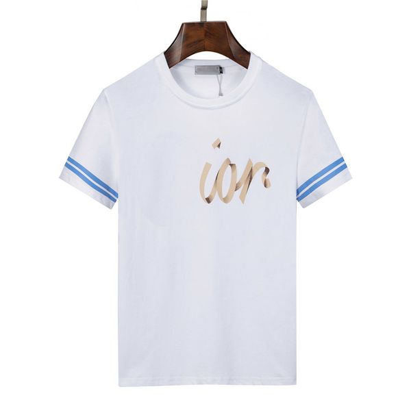 

men's t-shirts spring and summer new bronzed printing letters stripe sleeves short sleeves round collar women's bottom jacket m--3, White;black