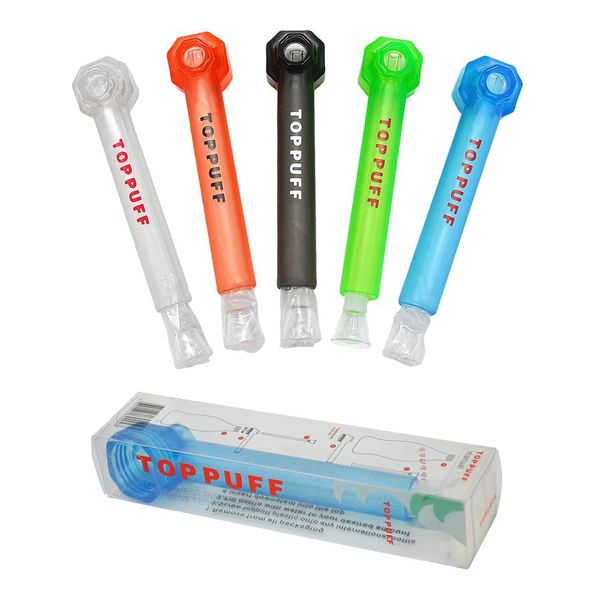 Toppuff Top Puff Rauchpfeife, bunte Acryl-Bong, tragbare Shisha zum Anschrauben, 160 mm Acryl-Ölbrennerrohr für Tabak-Dab-Rigs, Bongs, Wasserpfeifen