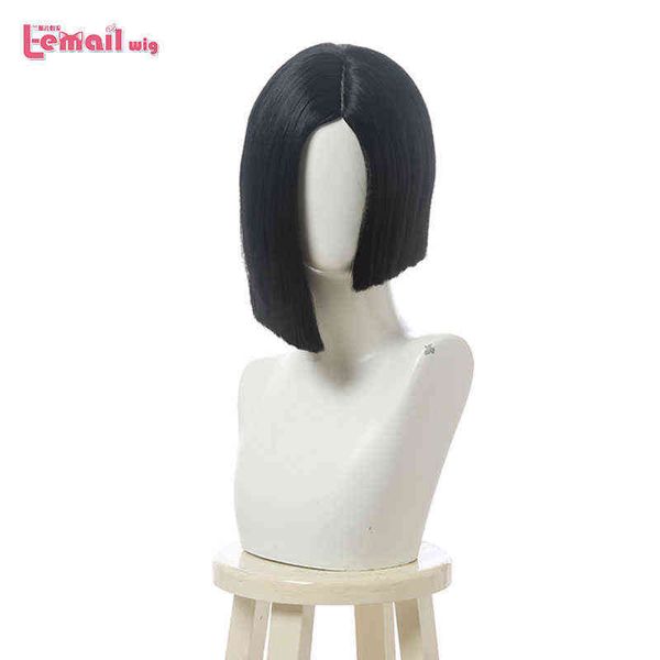 

peluca de cabello sintÃ©tico resistente al calor para cosplay, pelo corto y liso, color negro, halloween, correo electrÃ³nico220505, Black