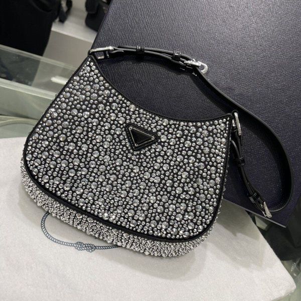 

metal cleo satin bag with appliques shoulder bag embellished crystals tote luxurys designer bling party special cross body handle underarm b