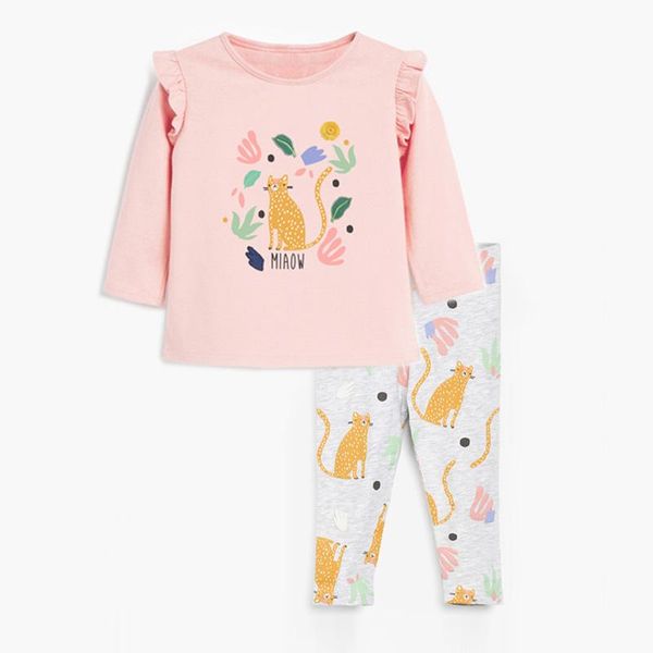 Roupas conjuntos de roupas 100% algodão de algodão T-shirt Leggings calça terno infantil infantil garoto de desenho animado roupas de manga longa roupas de menina