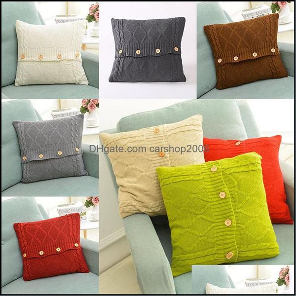 Caixa de travesseiro suprimentos de cama de casa têxteis caseiros jardim ll maconha ER European Crochet Button Sofá Cushion H Dhg0m