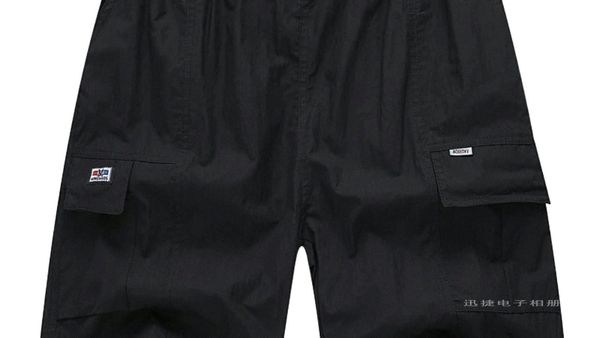 

men's summer men's shorts multi-pocket casual overalls men's middle-aged and elderly large size loose five-point pants beach, White;black