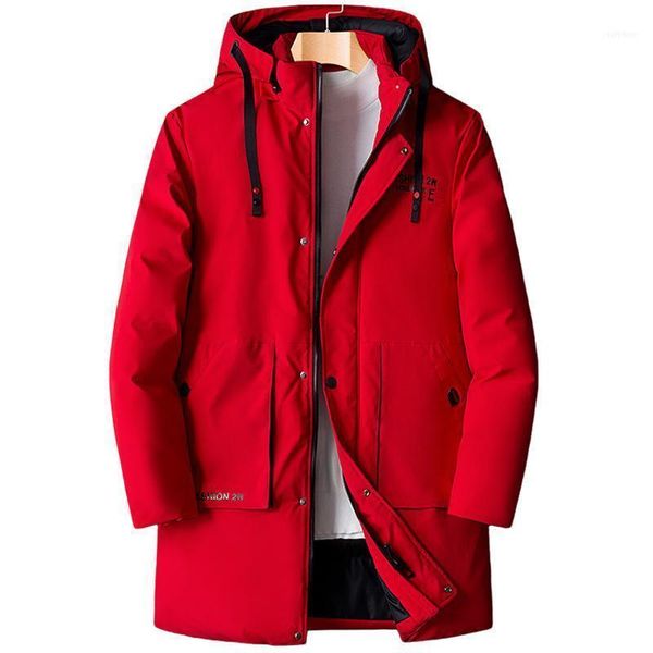 Männer Daunen Parkas Winter Lange Parka Männer Warme Jacke 2022 Mode Schwarz Rot Mit Kapuze Windjacke Casual Dicken Mantel Plus größe 8XL