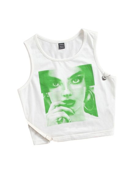 

figure graphic tank h9gz#, White