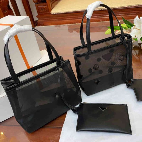 

mesh tote bag ladies designer summer handbags beach bucket women casual woven vacation purses 220708