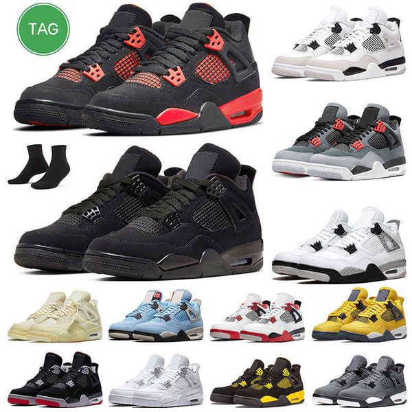 

4s basketball shoes 4 for men women military black red thunder white oreo university blue sail cement jumpman trainers sports sneakers, White;red