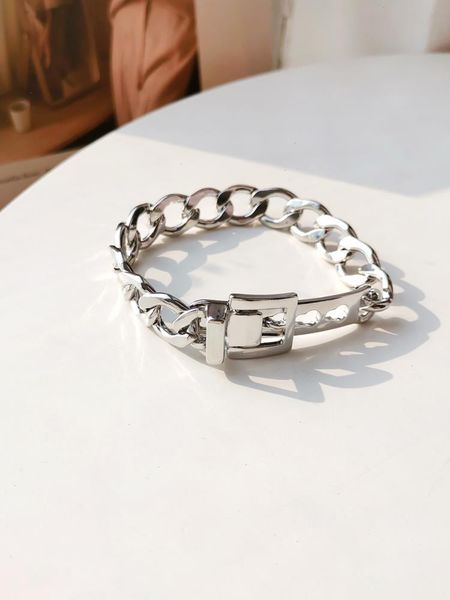 

fashion jewelry chain strands bracelet design metal alloy personality button, Black