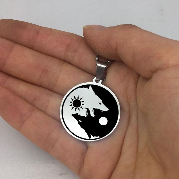 Anhänger Halsketten Mond Sonne Halskette Yin Yang Wolf Lange Kette Disc Schmuck Tropfen CSV YP6705Anhänger