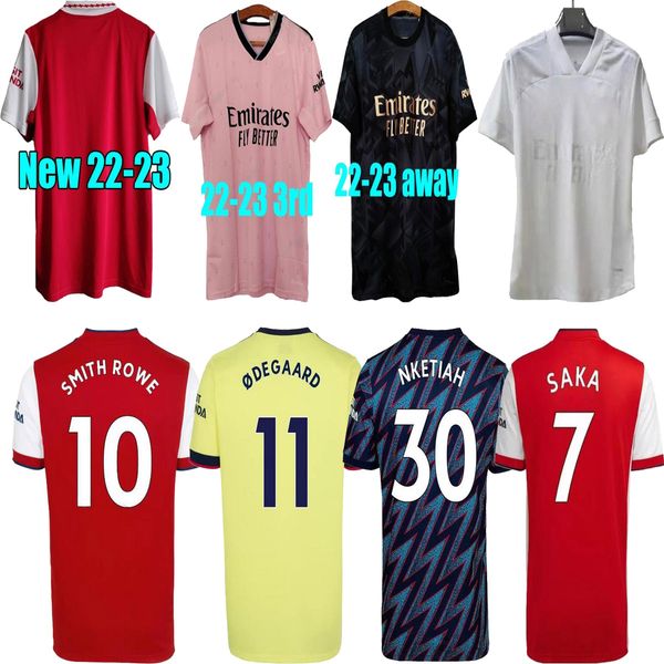 

21 22 23 smith rowe pepe saka soccer jerseys fans player version Ã¸degaard thomas martinelli tierney 2021 2022 2023 football shirt men kids k, Black;yellow