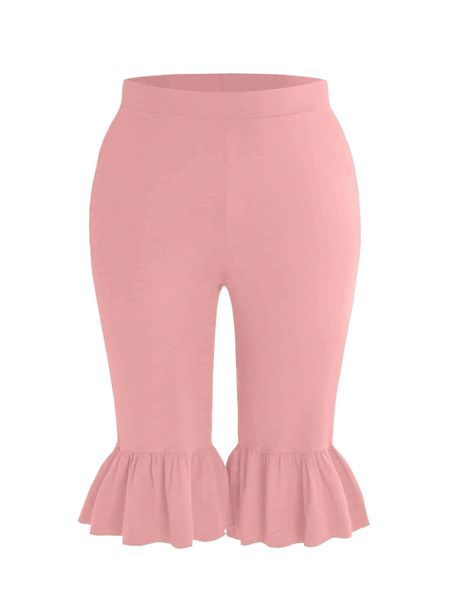 

plus ruffle hem pants a2ju#, Black