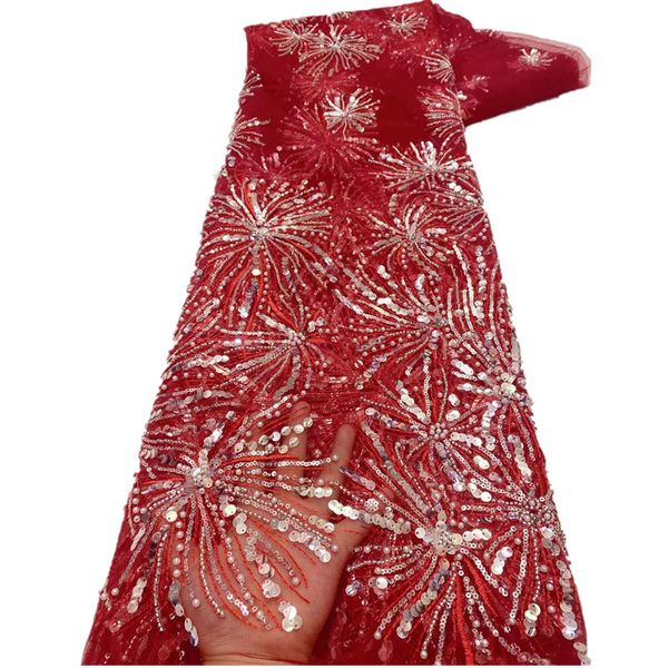 

luxury tulle lace with sequins african lace fabric 2022 beads nigerian mesh laces fabrics net for dress, Black;white