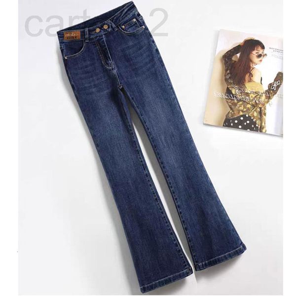 

women's jeans designer micro flared jeans women's high waist trousers autumn new 2021 spring and elastic slim fit thin wide leg yf, Blue