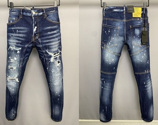 

2022 new men jeans hole light blue dark gray italy brand man long pants trousers streetwear denim skinny slim straight biker jean for d2 siz