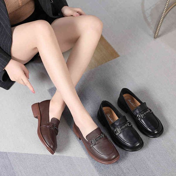 

dress shoes spring and autumn single shoe leather one foot pedal soft soled women's shoes lefu two wear first layer 5uzq, Black