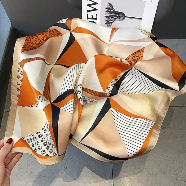 

scarves 2022 new irregular patchwork stripes artificial silk medium kerchief womens summer thin scarf arm bag shirt, Blue;gray