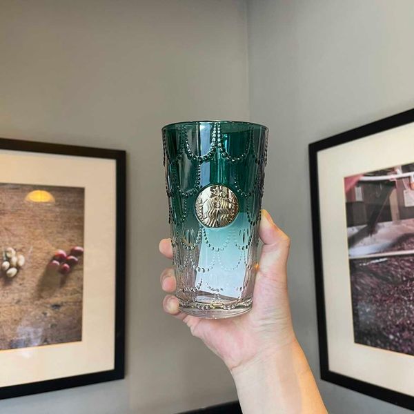 

2021 starbucks cup anniversary fish scale glass water cup 405ml