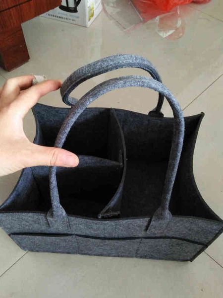 

felt handbag basket multi grid baby products diaper storage bag multi-functional folding 220518
