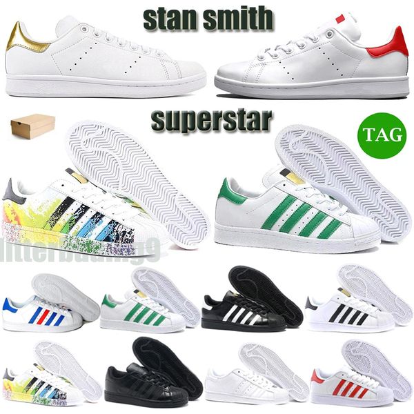 

designer shoes sneakers superstar stan smith fashion men women ball star casual shoe navy blue rainbow triple black leather flat shoe luxury