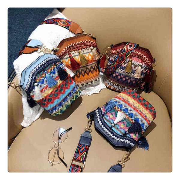 

handbag bag new female niche tassel ethnic style woven bucket messenger 0722