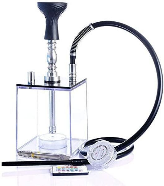 Super fácil de montar o cachimbo acrílico conjunto completo com luzes LED e controle remoto Variação de cores luzes de design moderno shisha smoking kit