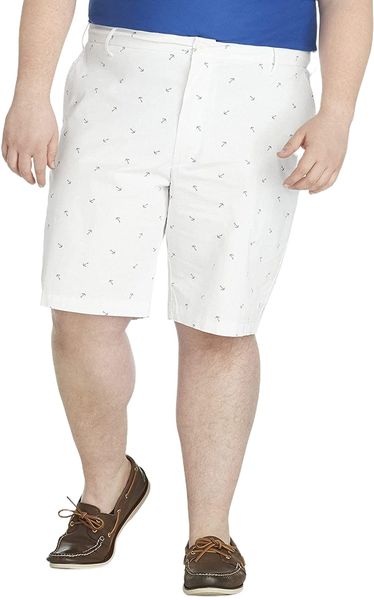 

men's big and tall saltwater stretch 9.5" chino printed shorts h5xf#, White;black