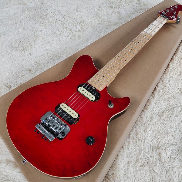 

electric guitar red bright face body passive pickup sound like delivery to home