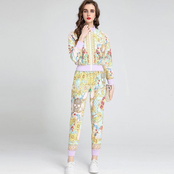 

two piece dress wind spring and summer women's wear stand collar long sleeve heavy industry sequin short coat + trousers set two-piece, White