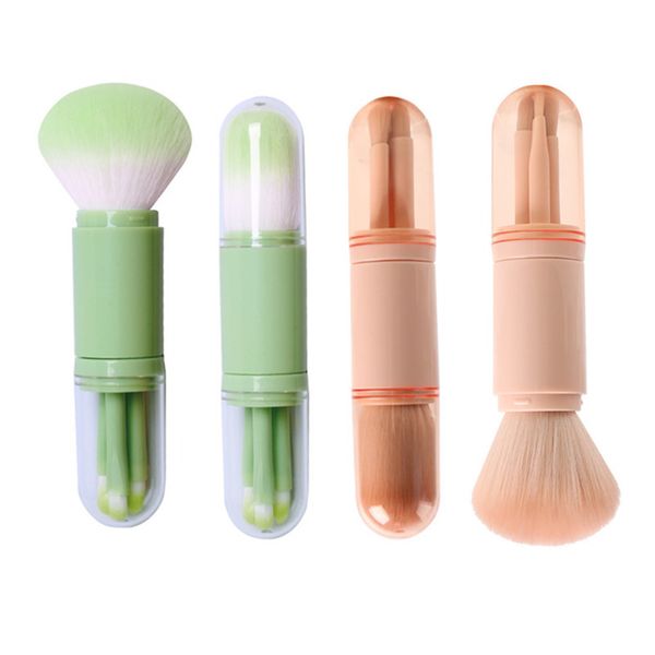 

makeup brush set 4 in 1 portable travel lip highlight eyeshadow foundation blending powder brushes cosmetic