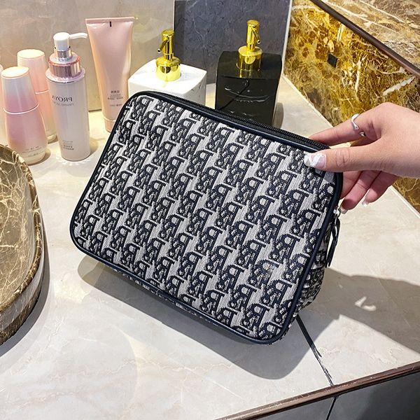 

travel simple make-up bag large capacity color lattice small pu wash hand designer fashion casual handbags
