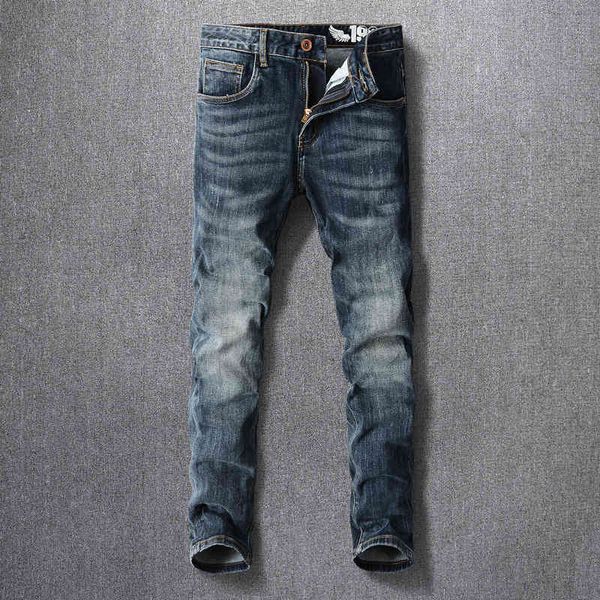 

men's jeans spring and summer classic youth trend versatile elastic casual jeans men's washed small straight slim long pants 6qq5, Blue