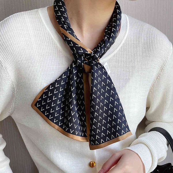 

designer silk head bag hair scarf europe america brands autumn and winter foreign style fashion new small strip binding bag tie shirt decora, Blue;gray
